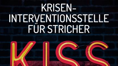 KISS in Neon-Leuchtbuchstaben