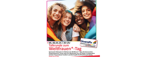 Weltfrauen*tag 2024 Lächelnde, weiblich gelesene Personen