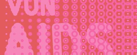 Abschied von AIDS, pink auf rotem Hintergrund
