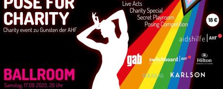 Ballroo- Pose For Charity Schwarzer Hintergrund, Regenbogenflagge, Umrisse einer Person