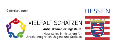 HMSI_Antidiskriminierungsstelle_2024 Logo Antidiskriminierungsstelle udn Wappen Land Hessen