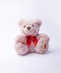 Aktion Bärenstark Soli-Teddy Rosa Teddybär mit roter Schleife